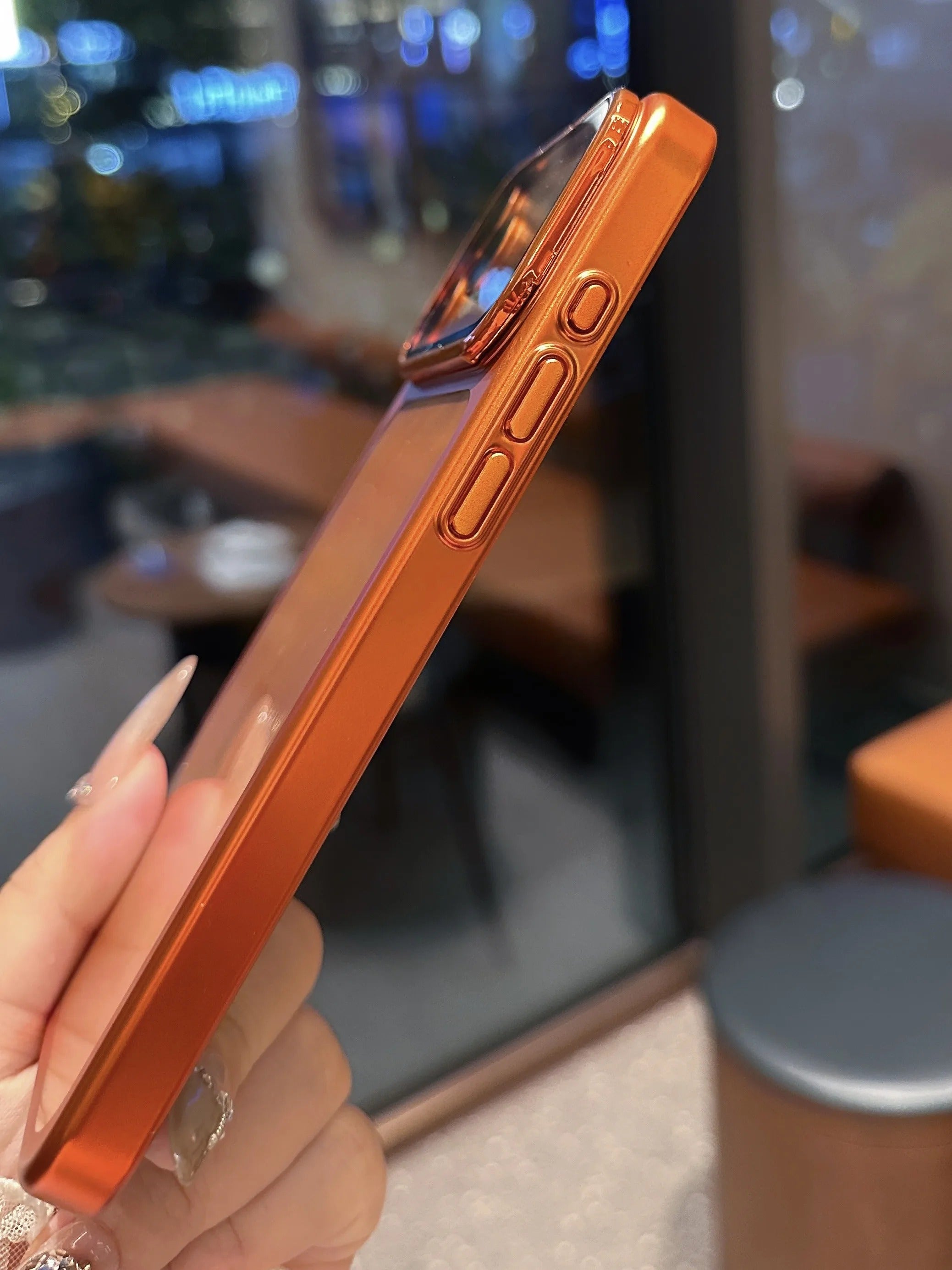 Premium iPhone Case — Plating Transparent Ultra-Thin PC Cover with Fold-Glass Camera Bracket, Full Lens Protection and Shockproof Anti-Fingerprint Design