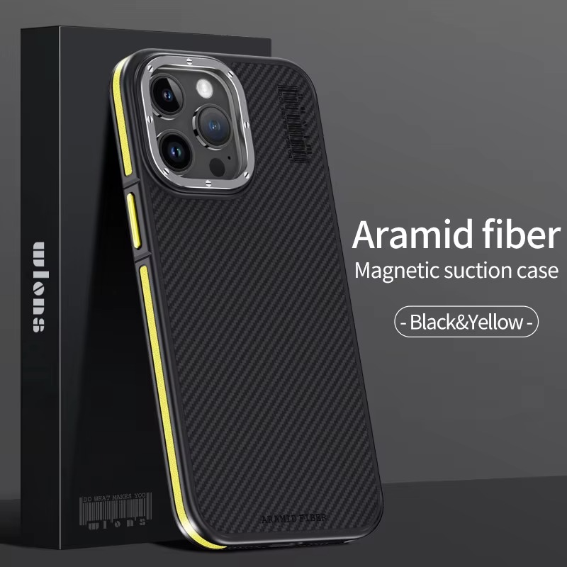 Premium iPhone Case — Real 600D Kevlar Aramid Fiber Half-Wrapped Cover with MagSafe Magnetic Wireless Charging, Shockproof Anti-Scratch Anti-Fingerprint Design