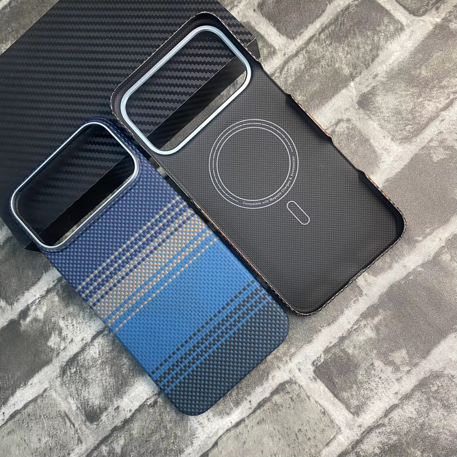 Premium iPhone Case — Real Carbon Fiber Aramid Magnetic Cover with MagSafe Support, Tough Lightweight Protective Design