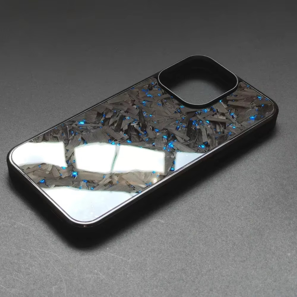 Premium iPhone Case — Real Glossy Forged Carbon Fiber Full-Coverage Magnetic Cover with MagSafe Support & Textured TPU Hybrid Design