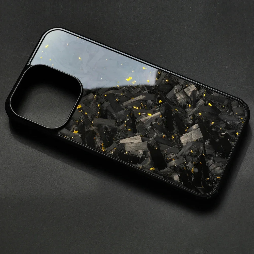 Premium iPhone Case — Real Glossy Forged Carbon Fiber Full-Coverage Magnetic Cover with MagSafe Support & Textured TPU Hybrid Design