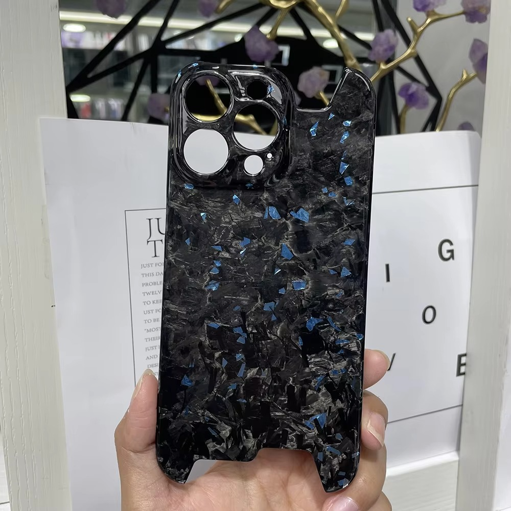 Premium iPhone Case — Real Glossy Forged Carbon Fiber Ultra-Thin Lightweight Cover with Slim Half-Wrapped Protective Design