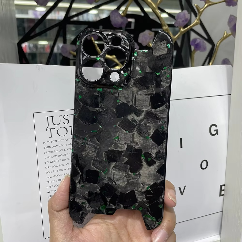 Premium iPhone Case — Real Glossy Forged Carbon Fiber Ultra-Thin Lightweight Cover with Slim Half-Wrapped Protective Design