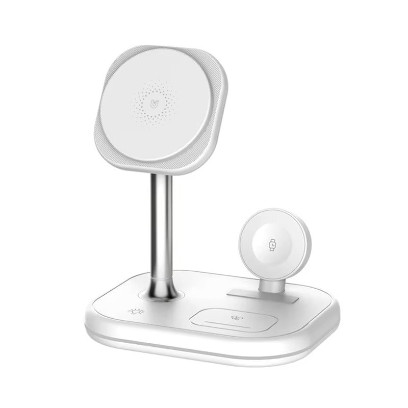 Premium iPhone MagSafe 3-in-1 Magnetic Wireless Charger Stand, Fast Charging Station for Phone, Watch & Earbuds with Type-C Power Input