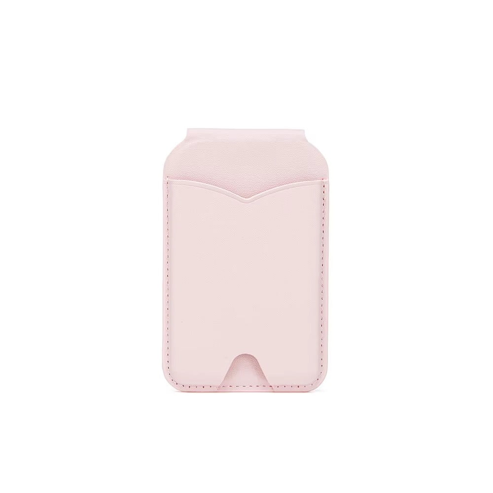 Refined iPhone Magnetic Wallet Stand with Mirror, MagSafe-Compatible PU Leather Card Holder with Adjustable Kickstand Design