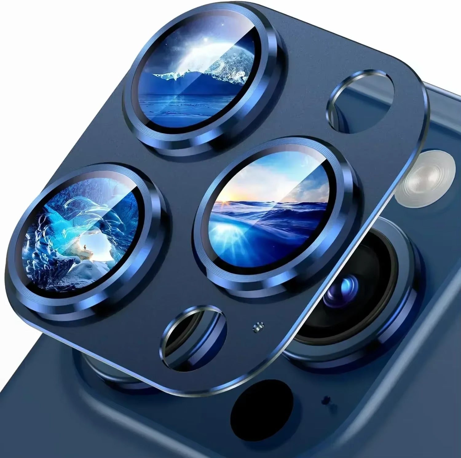 Refined iPhone Titanium Black Camera Lens Protector, Metal Tempered Glass Cover with Full Coverage, Scratch Resistance & Impact Protection