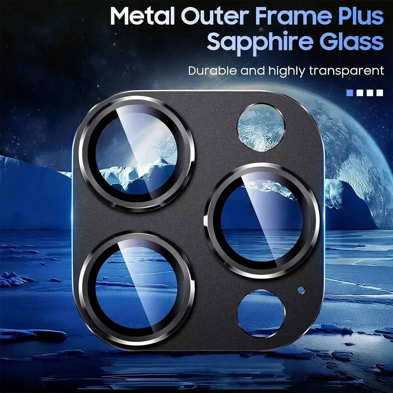 Refined iPhone Titanium Black Camera Lens Protector, Metal Tempered Glass Cover with Full Coverage, Scratch Resistance & Impact Protection