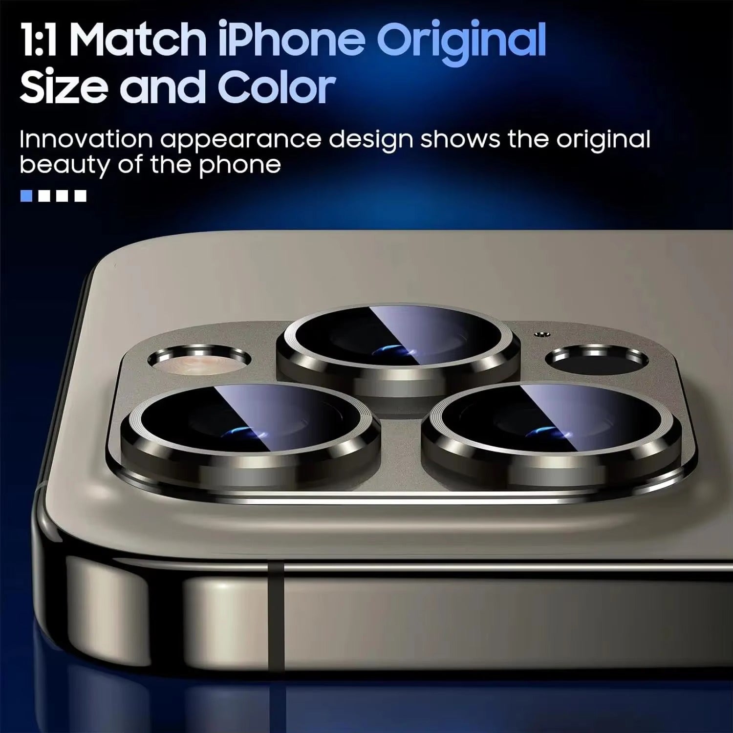 Refined iPhone Titanium Black Camera Lens Protector, Metal Tempered Glass Cover with Full Coverage, Scratch Resistance & Impact Protection
