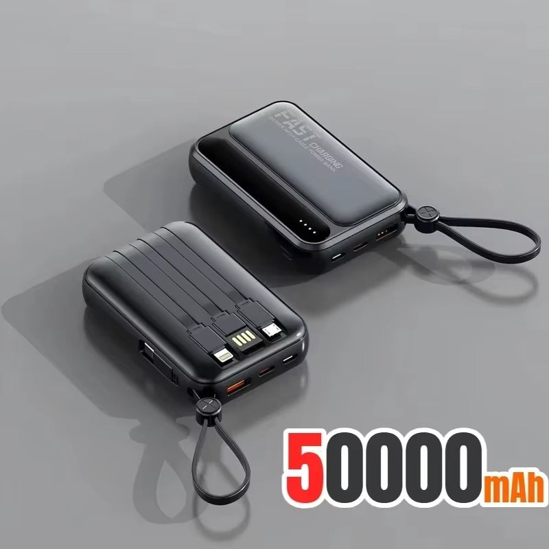 Rugged High-Capacity Portable Power Bank, 120W Fast-Charge Battery with Built-In Cables and Digital LED Display for Multi-Device Charging Research portable power banks 120W Spend a few minutes for better results