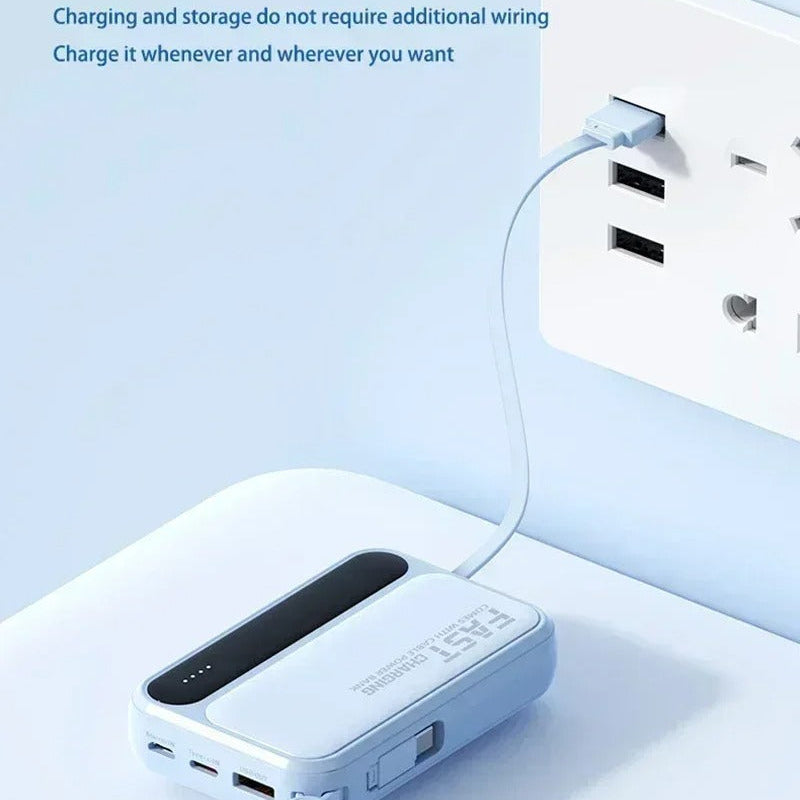 Rugged High-Capacity Portable Power Bank, 120W Fast-Charge Battery with Built-In Cables and Digital LED Display for Multi-Device Charging Research portable power banks 120W Spend a few minutes for better results