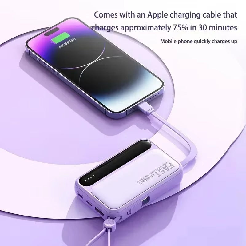 Rugged High-Capacity Portable Power Bank, 120W Fast-Charge Battery with Built-In Cables and Digital LED Display for Multi-Device Charging Research portable power banks 120W Spend a few minutes for better results