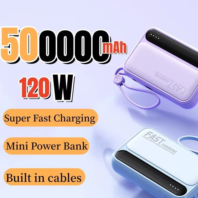 Rugged High-Capacity Portable Power Bank, 120W Fast-Charge Battery with Built-In Cables and Digital LED Display for Multi-Device Charging Research portable power banks 120W Spend a few minutes for better results