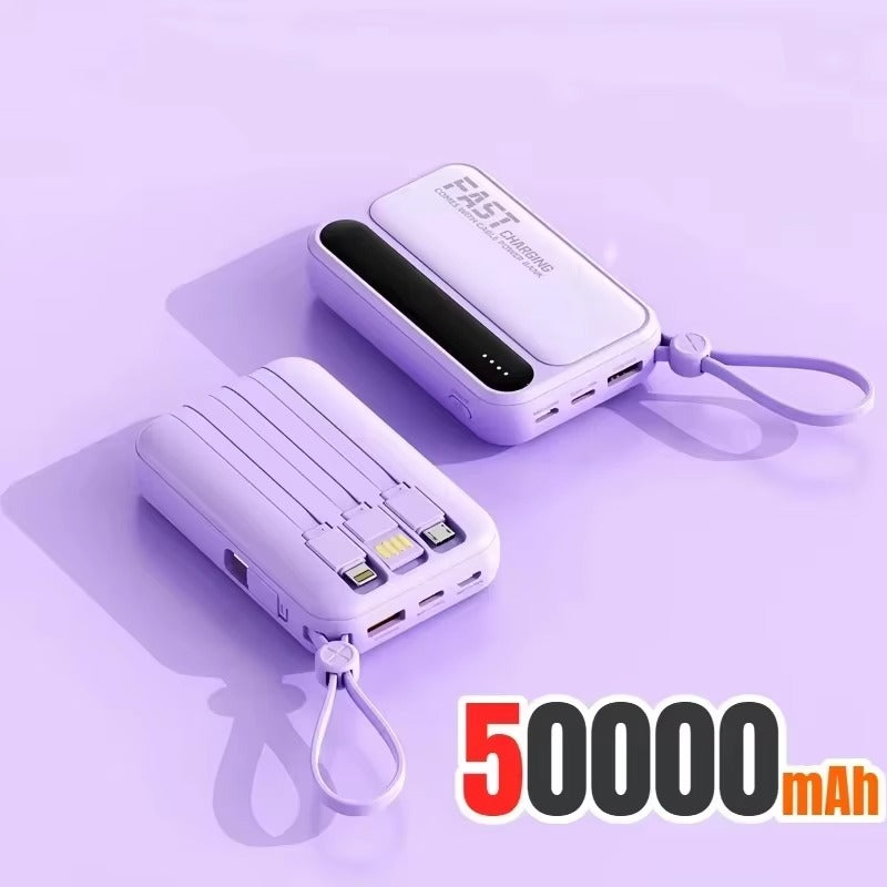 Rugged High-Capacity Portable Power Bank, 120W Fast-Charge Battery with Built-In Cables and Digital LED Display for Multi-Device Charging Research portable power banks 120W Spend a few minutes for better results