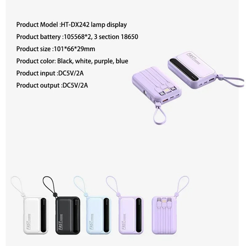 Rugged High-Capacity Portable Power Bank, 120W Fast-Charge Battery with Built-In Cables and Digital LED Display for Multi-Device Charging Research portable power banks 120W Spend a few minutes for better results