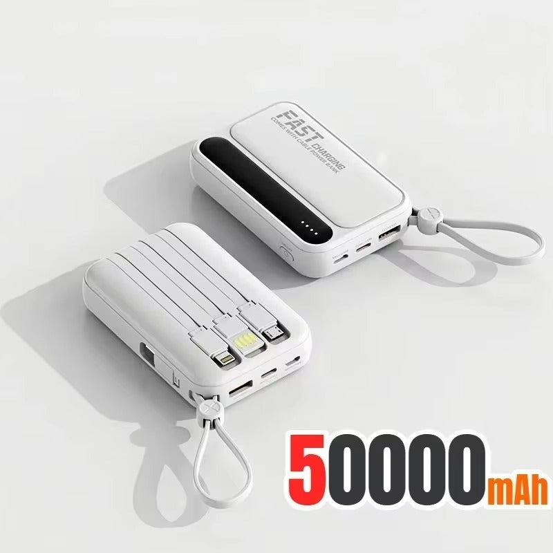 Rugged High-Capacity Portable Power Bank, 120W Fast-Charge Battery with Built-In Cables and Digital LED Display for Multi-Device Charging Research portable power banks 120W Spend a few minutes for better results