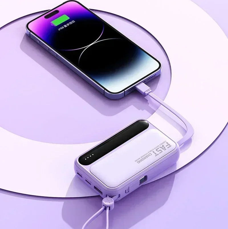 Rugged High-Capacity Portable Power Bank, 120W Fast-Charge Battery with Built-In Cables and Digital LED Display for Multi-Device Charging Research portable power banks 120W Spend a few minutes for better results