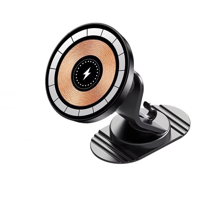 Rugged Magnetic Car Wireless Charger Stand, 15W Fast-Charge Metal Mount with 360° Rotation and Foldable Design