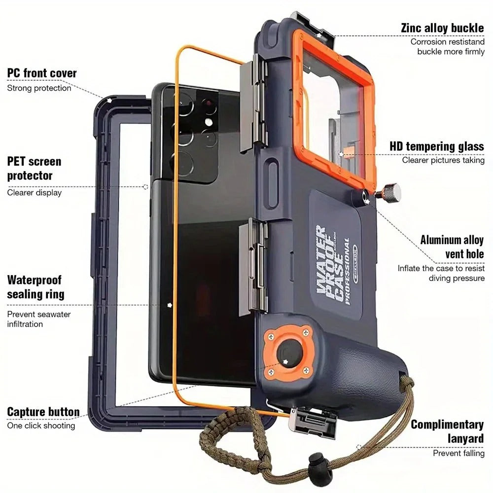 Rugged iPhone Case — Waterproof Full Housing with 15m Diving & 50ft Swimming Protection, Holster and Lanyard for Heavy-Duty Use