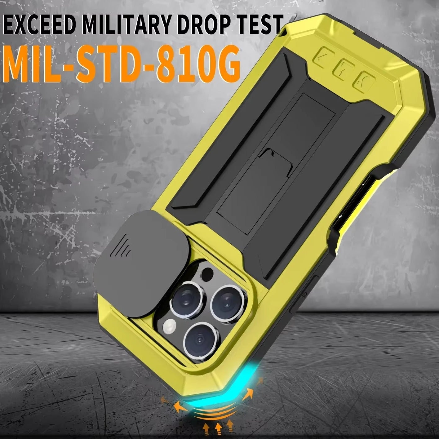 Rugged iPhone Case 360° Full Protection Shockproof — Metal Frame with Tempered Glass, Slide Camera Cover, Built-In Stand, Dustproof & Drop-Resistant Design