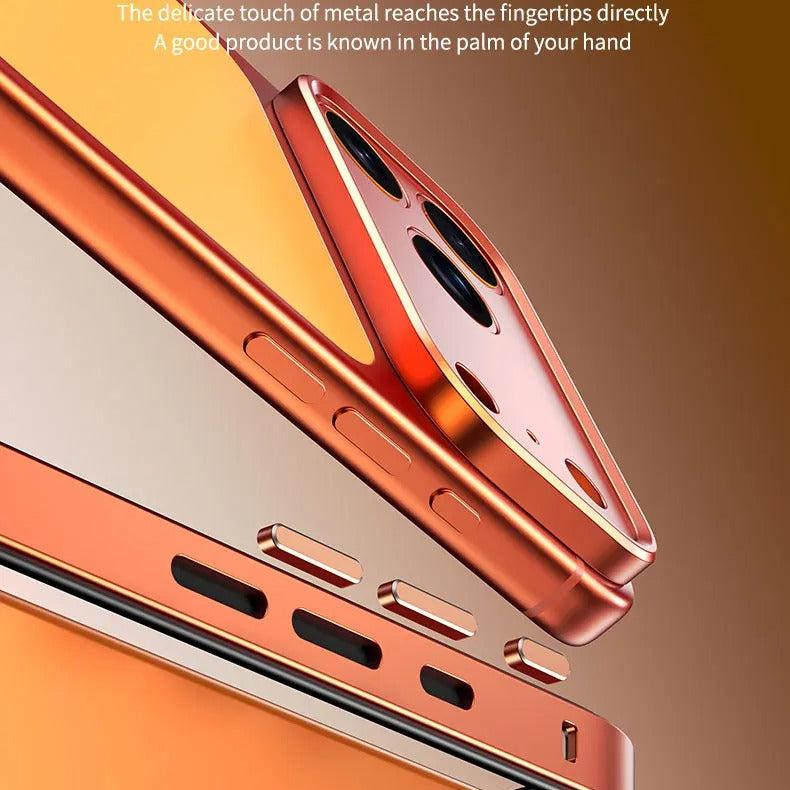 Rugged iPhone Case — Aluminum Alloy Frame Bumper with Silicone Shockproof Protection, Metal Lens Guard, Anti-Fingerprint Lightweight Non-Slip Design