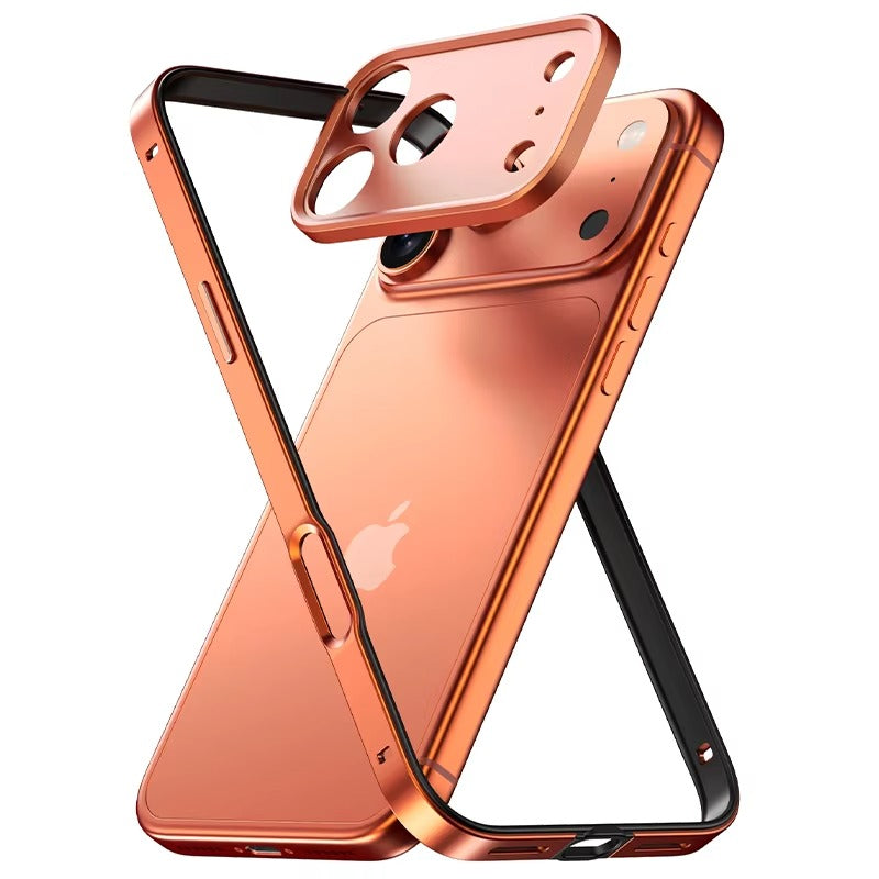 Rugged iPhone Case — Aluminum Alloy Frame Bumper with Silicone Shockproof Protection, Metal Lens Guard, Anti-Fingerprint Lightweight Non-Slip Design