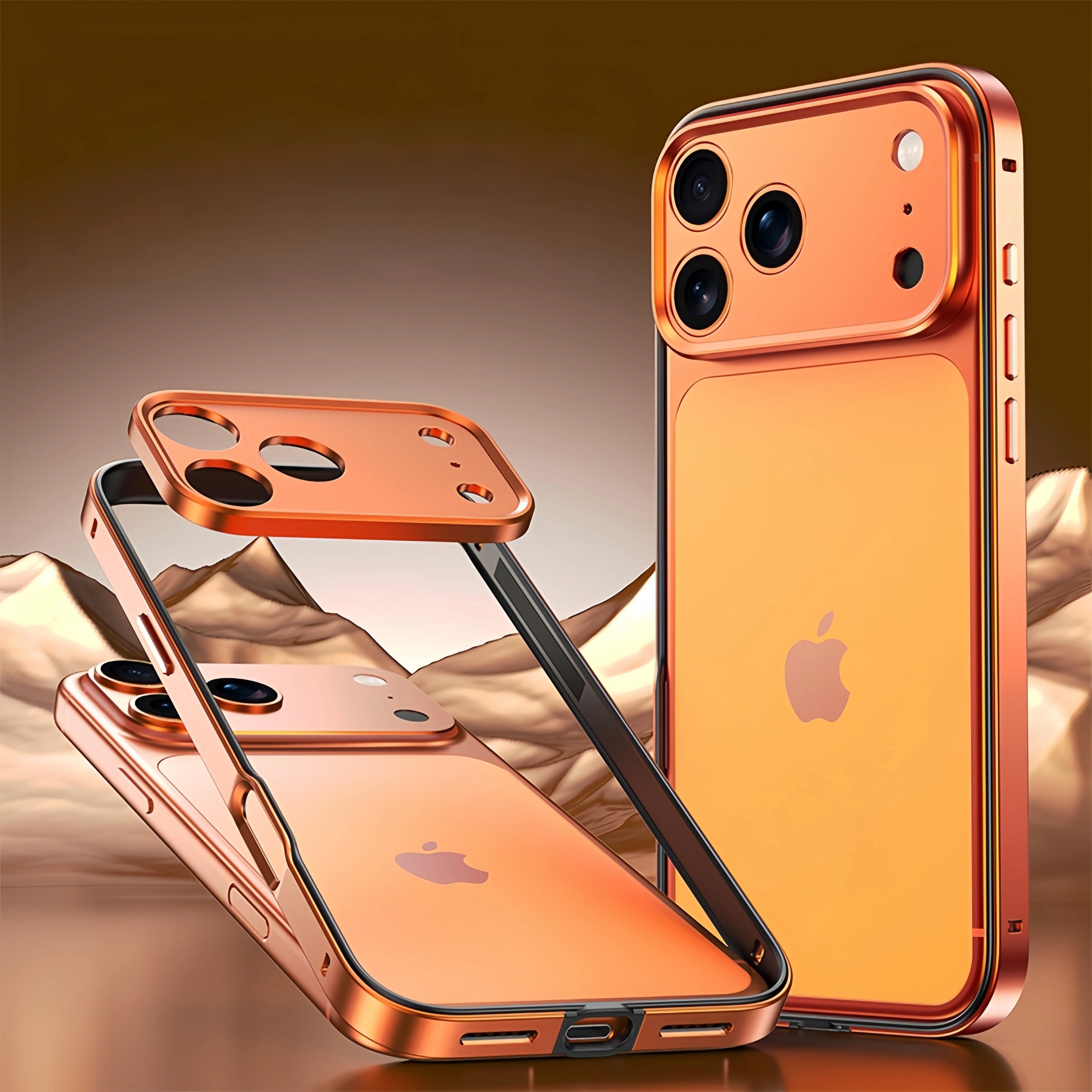 Rugged iPhone Case — Aluminum Alloy Frame Bumper with Silicone Shockproof Protection, Metal Lens Guard, Anti-Fingerprint Lightweight Non-Slip Design