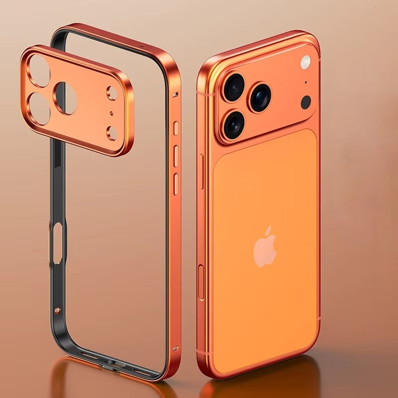 Rugged iPhone Case — Aluminum Alloy Frame Bumper with Silicone Shockproof Protection, Metal Lens Guard, Anti-Fingerprint Lightweight Non-Slip Design