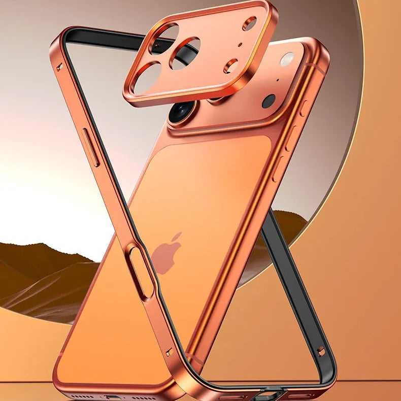 Rugged iPhone Case — Aluminum Alloy Frame Bumper with Silicone Shockproof Protection, Metal Lens Guard, Anti-Fingerprint Lightweight Non-Slip Design