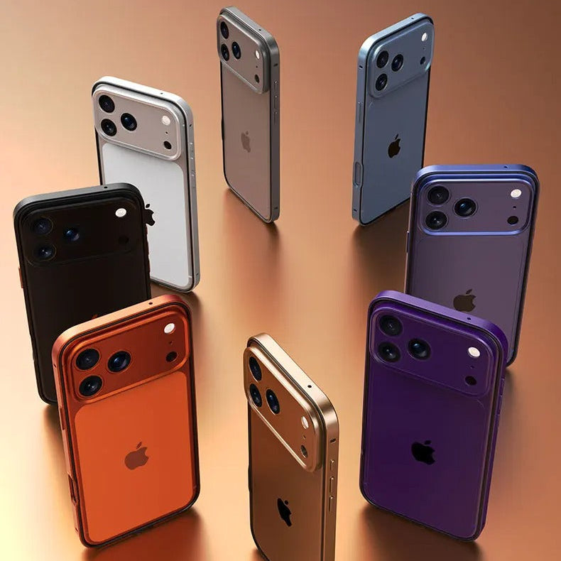 Rugged iPhone Case — Aluminum Alloy Frame Bumper with Silicone Shockproof Protection, Metal Lens Guard, Anti-Fingerprint Lightweight Non-Slip Design