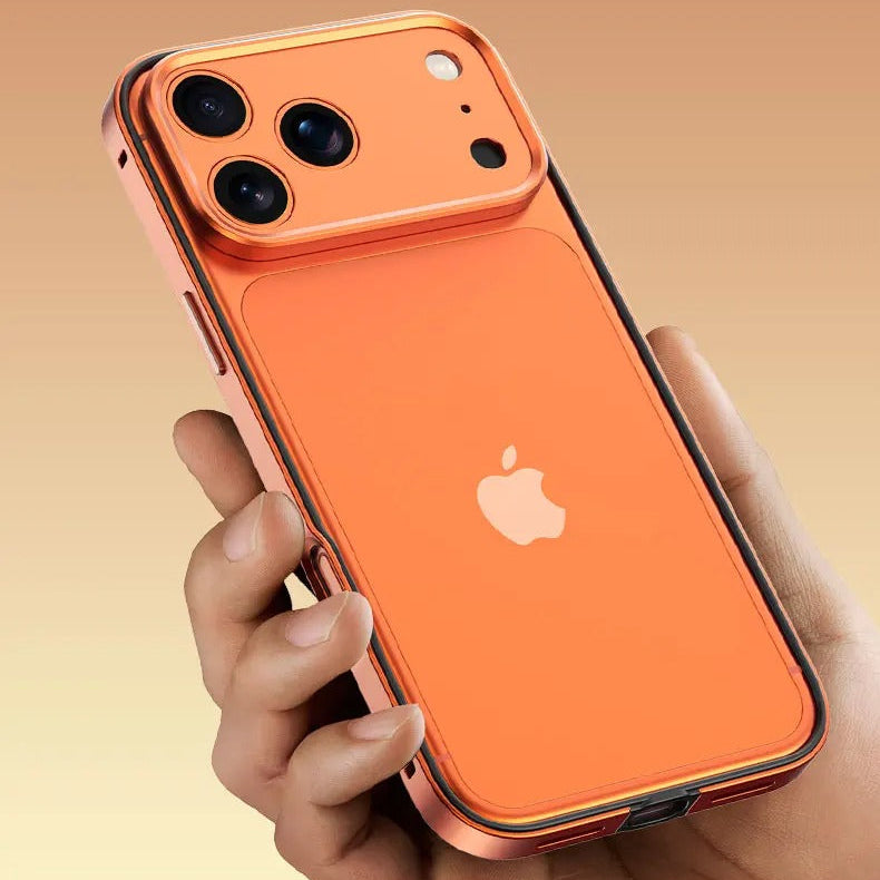Rugged iPhone Case — Aluminum Alloy Frame Bumper with Silicone Shockproof Protection, Metal Lens Guard, Anti-Fingerprint Lightweight Non-Slip Design