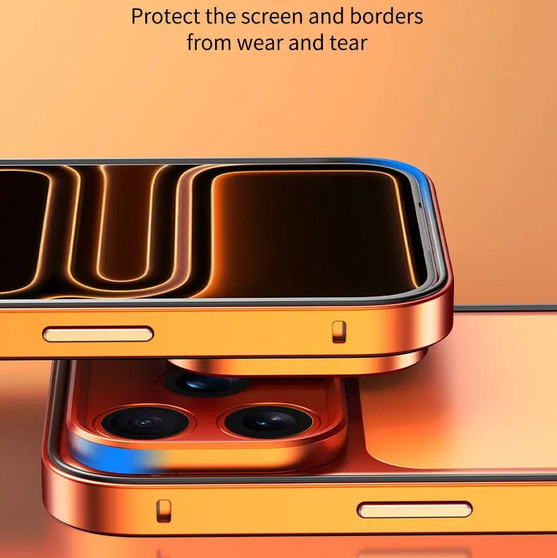 Rugged iPhone Case — Aluminum Alloy Frame Bumper with Silicone Shockproof Protection, Metal Lens Guard, Anti-Fingerprint Lightweight Non-Slip Design