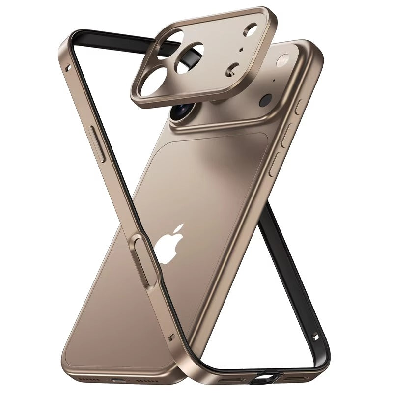 Rugged iPhone Case — Aluminum Alloy Frame Bumper with Silicone Shockproof Protection, Metal Lens Guard, Anti-Fingerprint Lightweight Non-Slip Design