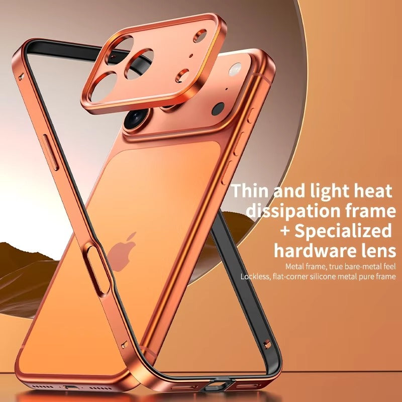 Rugged iPhone Case — Aluminum Alloy Frame Bumper with Silicone Shockproof Protection, Metal Lens Guard, Anti-Fingerprint Lightweight Non-Slip Design