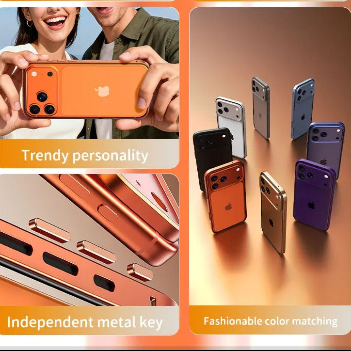 Rugged iPhone Case — Aluminum Alloy Frame Bumper with Silicone Shockproof Protection, Metal Lens Guard, Anti-Fingerprint Lightweight Non-Slip Design