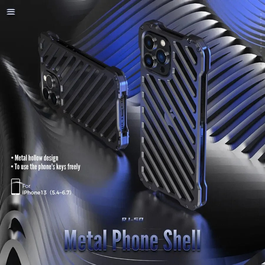 Rugged iPhone Case — Aluminum Armor Bumper with 3D Camera Lens Protective Frame, Shockproof Metal Gear Design & Transparent Hard Cover