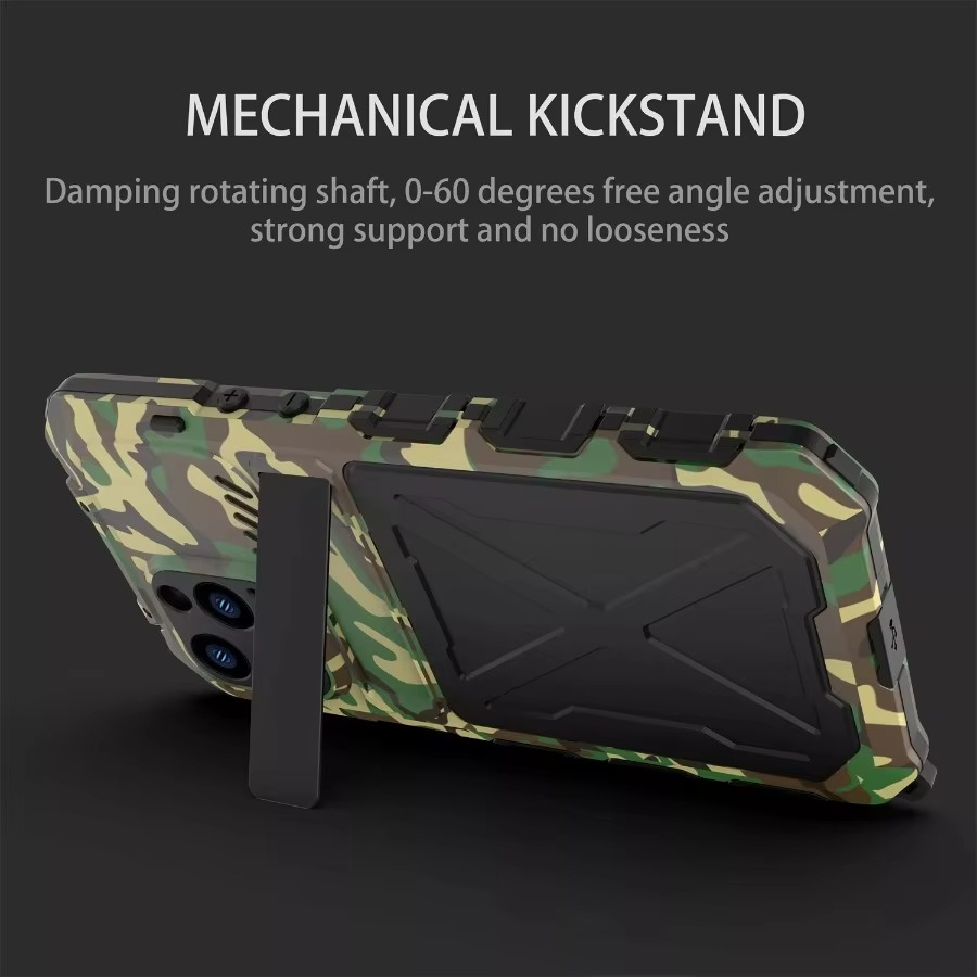 Rugged iPhone Case — Aluminum Military Metal Bumper with Screen Protector, Shockproof Silicone Back, Heavy-Duty Water-Resistant Non-Slip Design