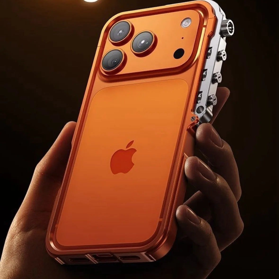 Rugged iPhone Case — Cyberpunk Aluminum Alloy Mechanical Bumper with Shockproof Metal Frame and Heavy-Duty Drop Protection
