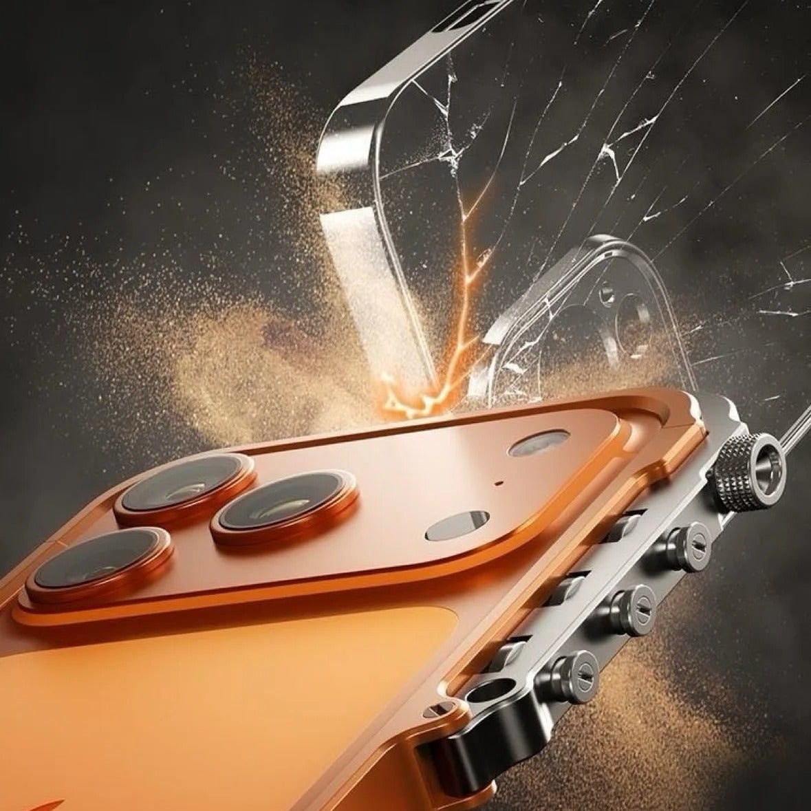 Rugged iPhone Case — Cyberpunk Aluminum Alloy Mechanical Bumper with Shockproof Metal Frame and Heavy-Duty Drop Protection