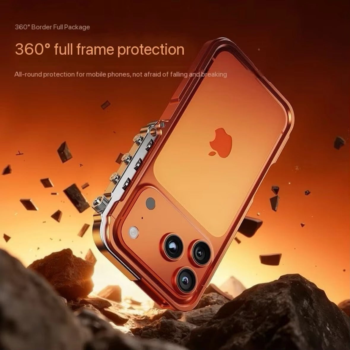 Rugged iPhone Case — Cyberpunk Aluminum Alloy Mechanical Bumper with Shockproof Metal Frame and Heavy-Duty Drop Protection