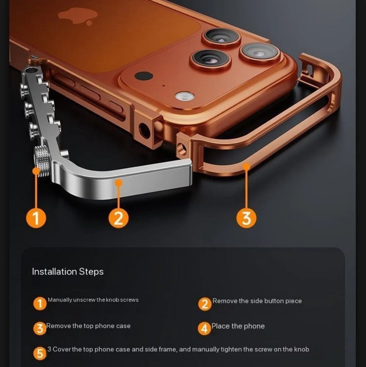 Rugged iPhone Case — Cyberpunk Aluminum Alloy Mechanical Bumper with Shockproof Metal Frame and Heavy-Duty Drop Protection