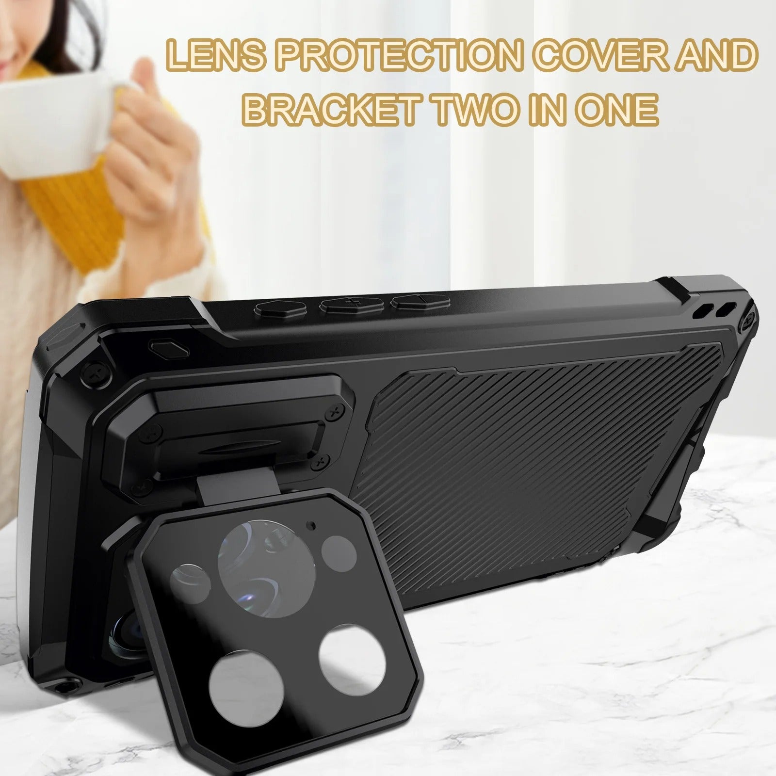 Rugged iPhone Case — Full-Body Military-Grade Cover with Built-In Screen Protector, Slide Camera Guard, Kickstand and Heavy-Duty Non-Slip Design