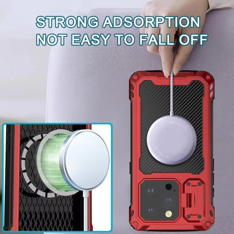 Rugged iPhone Case — Full-Body Military-Grade Cover with Built-In Screen Protector, Slide Camera Guard, Kickstand and Heavy-Duty Non-Slip Design