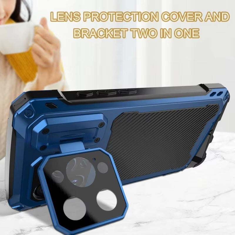 Rugged iPhone Case — Full-Body Military-Grade Cover with Built-In Screen Protector, Slide Camera Guard, Kickstand and Heavy-Duty Non-Slip Design