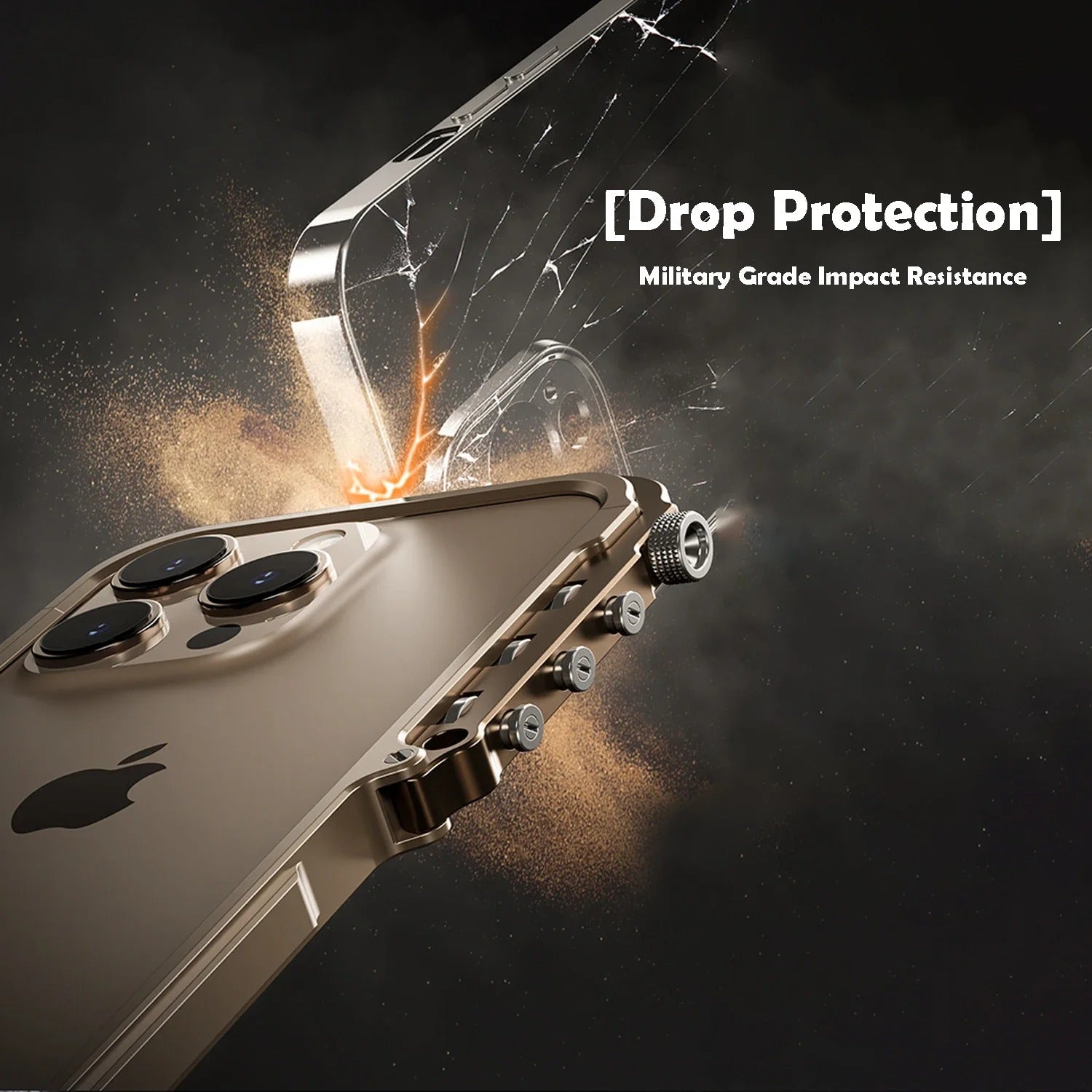 Rugged iPhone Case — Full-Metal Mechanical Mecha Cover with Military-Grade Shockproof Aluminum Design, Lightweight Drop-Proof Protection and Lanyard Support