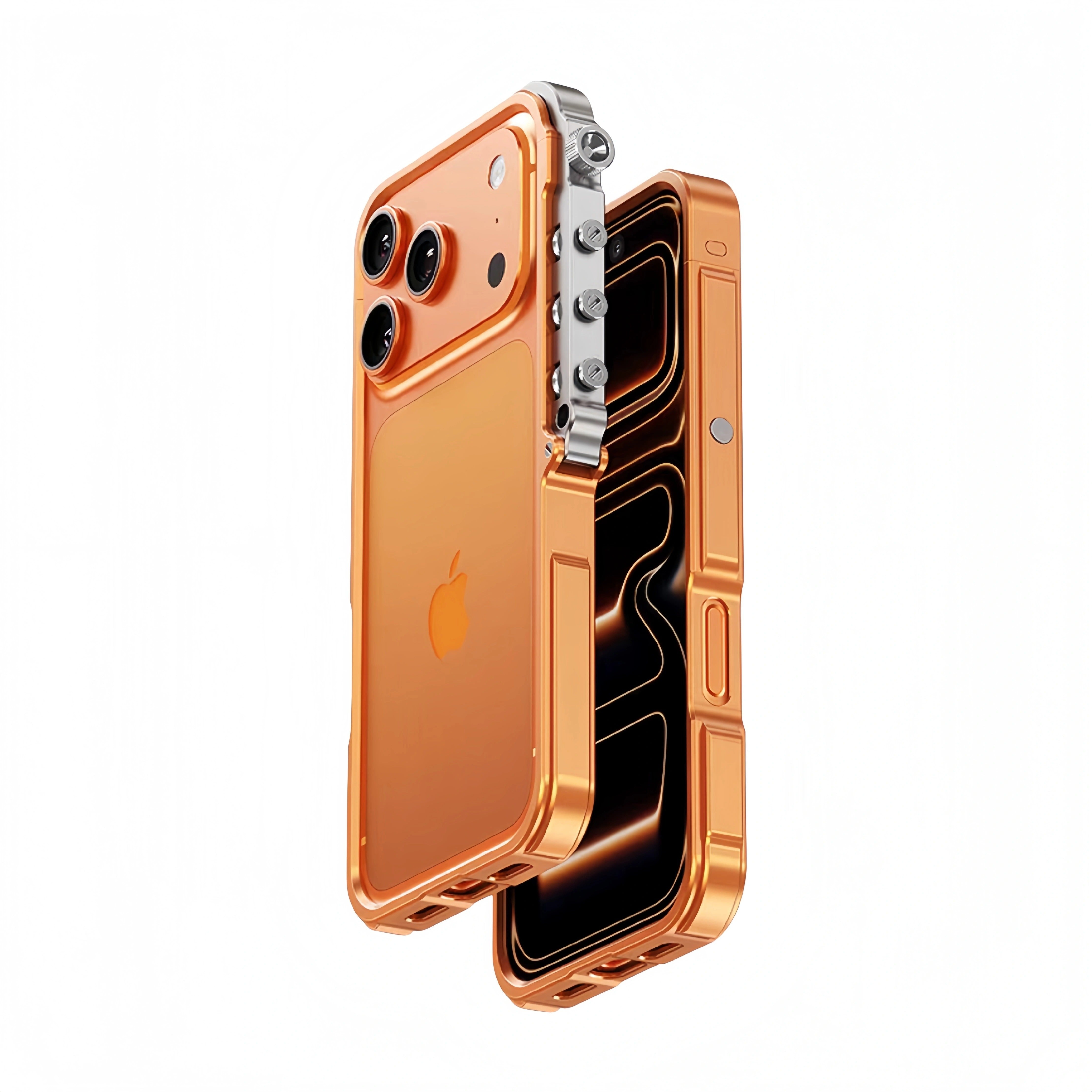 Rugged iPhone Case — Full-Metal Mechanical Mecha Cover with Military-Grade Shockproof Aluminum Design, Lightweight Drop-Proof Protection and Lanyard Support