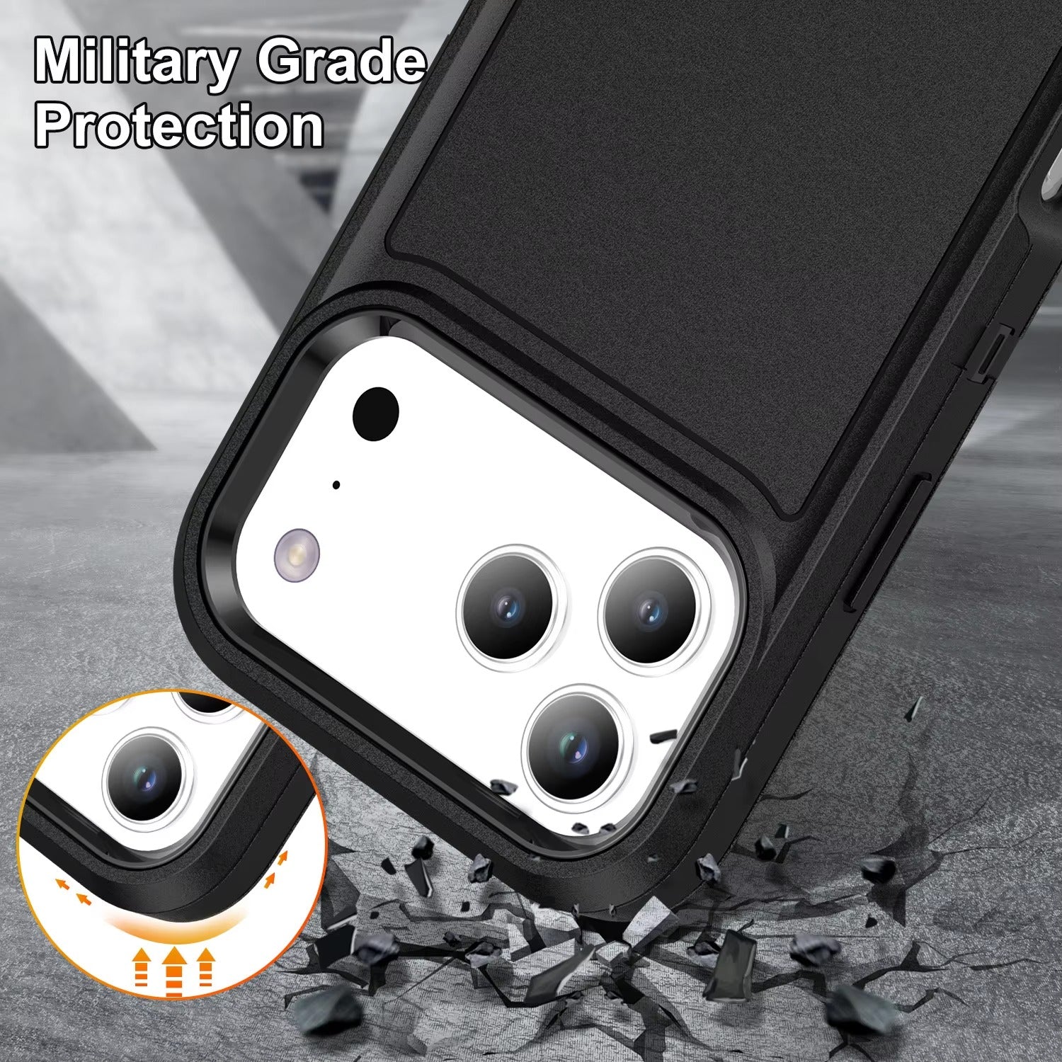 Rugged iPhone Case — Heavy-Duty 3-Layer Hybrid Protective Cover with Shockproof Hard PC Design and Matte Anti-Fingerprint Finish