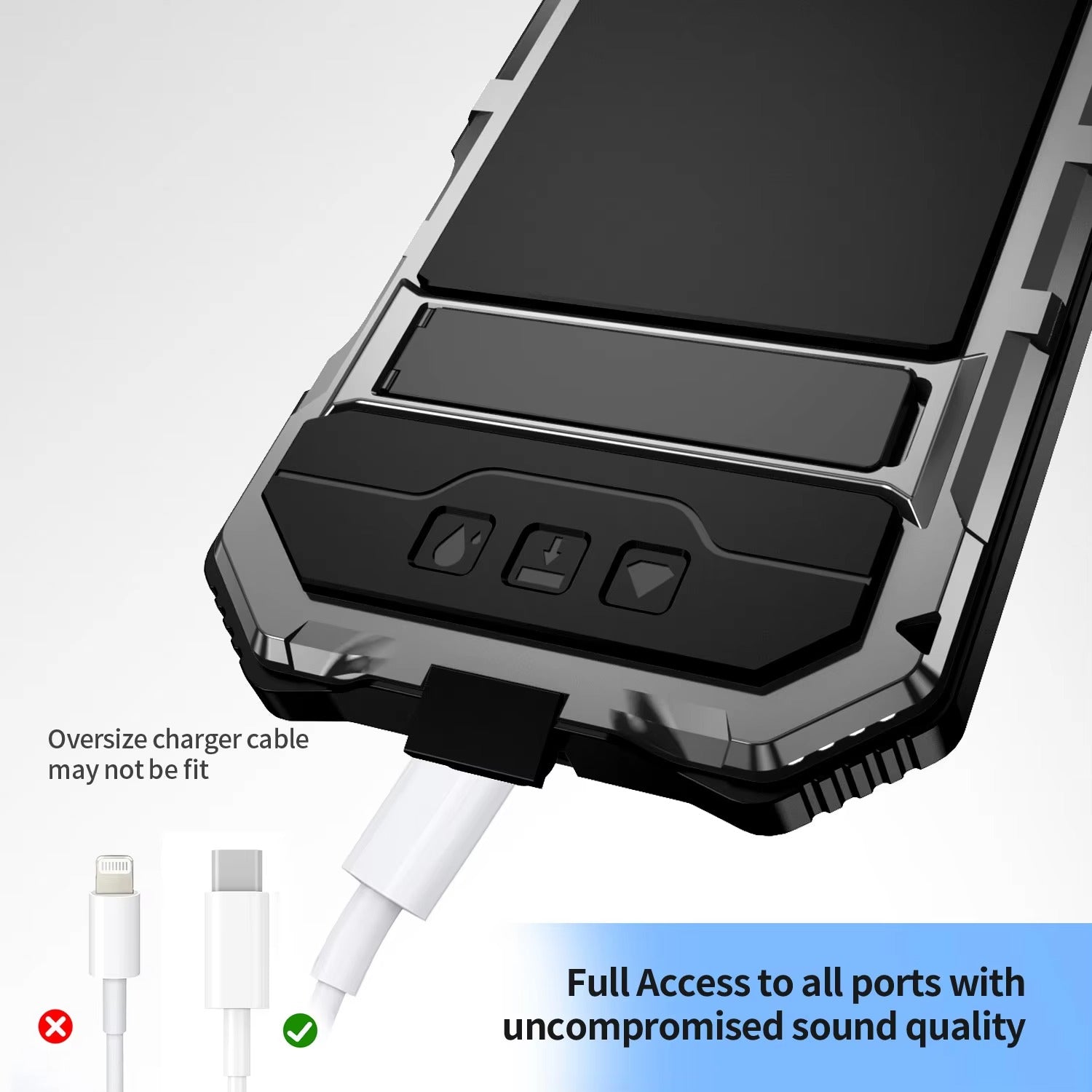 Rugged iPhone Case — Heavy-Duty Aluminum Armor Cover with Built-In Glass Screen Protector, Kickstand, Shockproof Dual-Layer Design and Dustproof Anti-Fingerprint Finish
