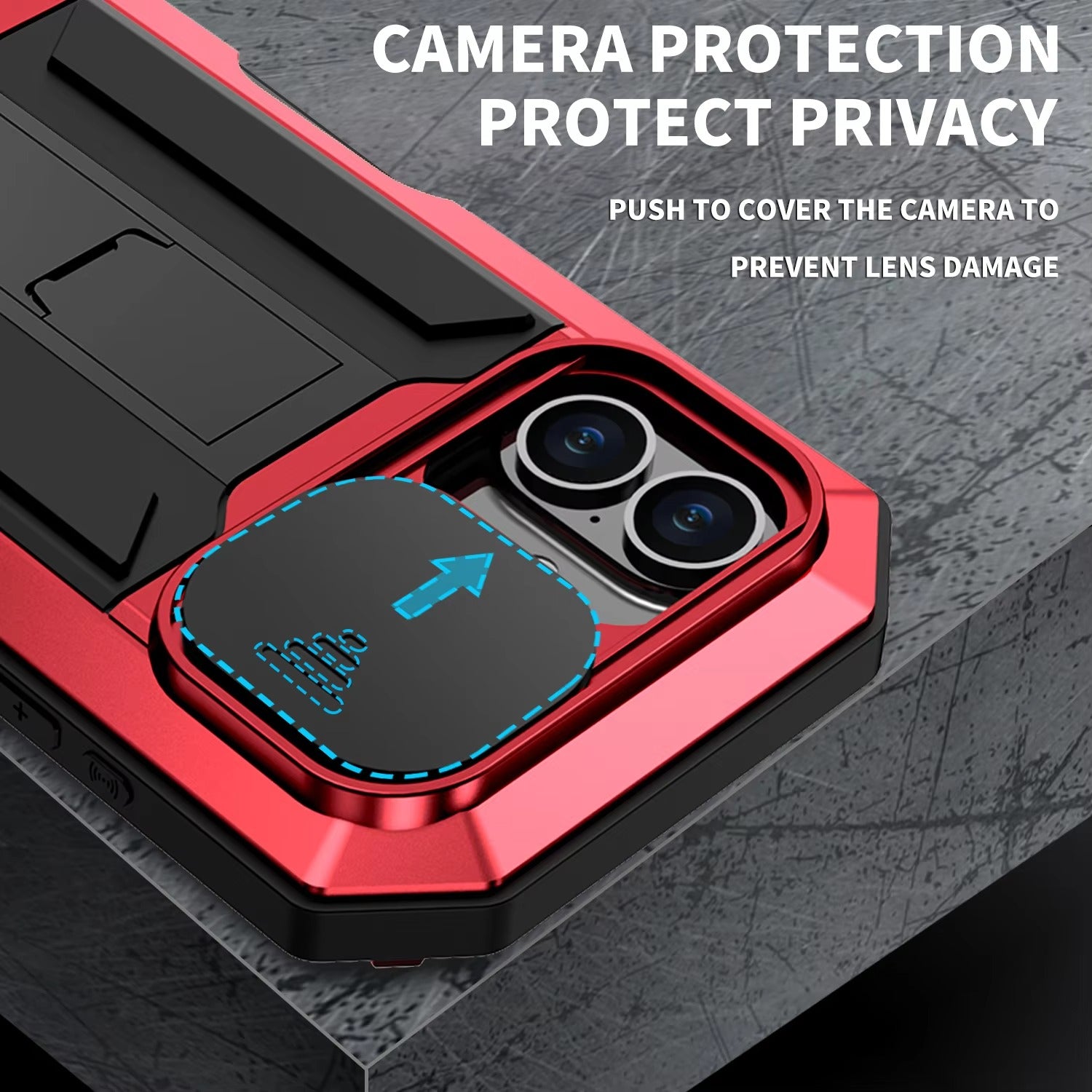 Rugged iPhone Case — Heavy-Duty Aluminum Armor Cover with Built-In Glass Screen Protector, Kickstand, Shockproof Dual-Layer Design and Dustproof Anti-Fingerprint Finish