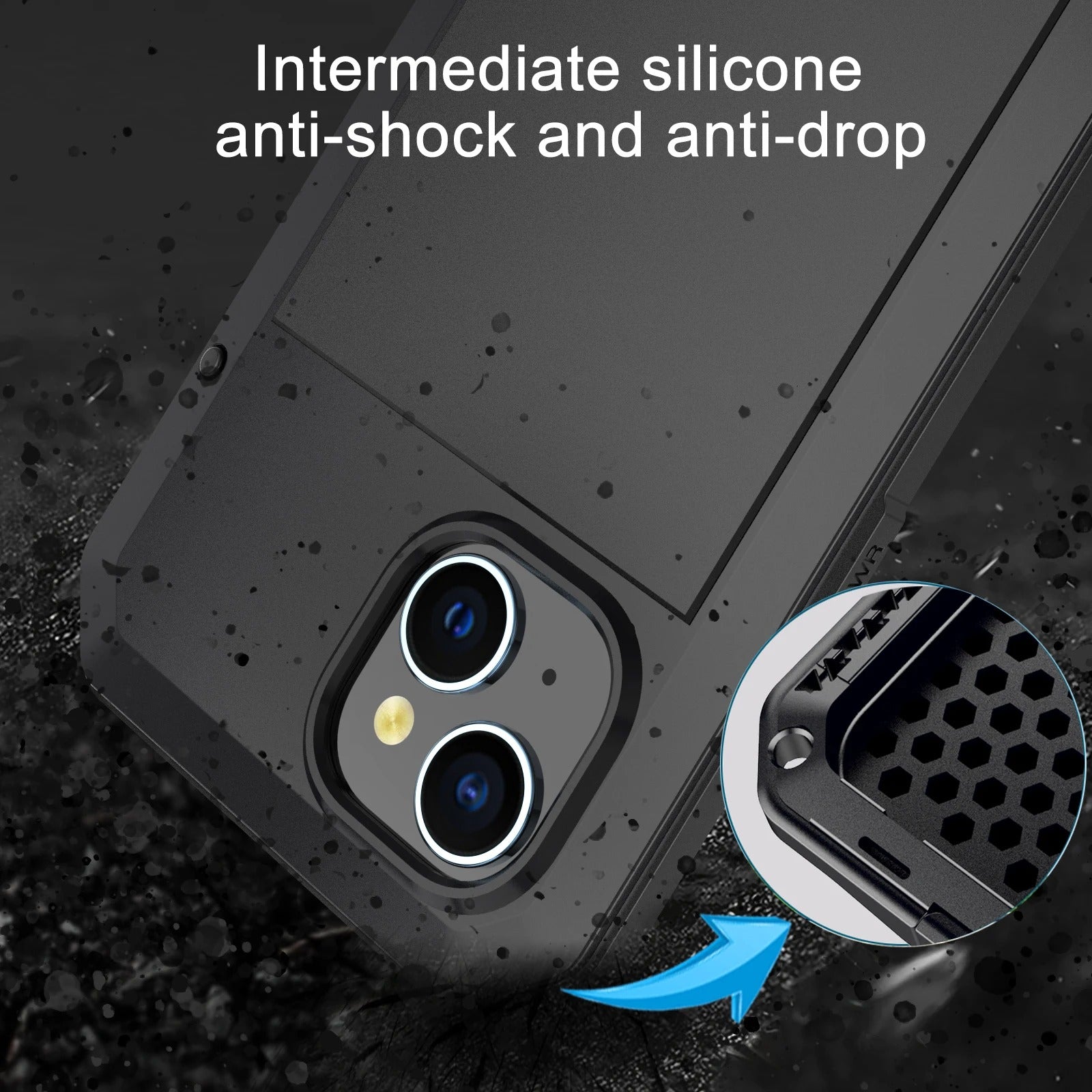 Rugged iPhone Case — Heavy-Duty Aluminum Armor Cover with Dual-Layer Metal + TPU Protection, Water-Resistant Dustproof Design and Shockproof Impact Truss