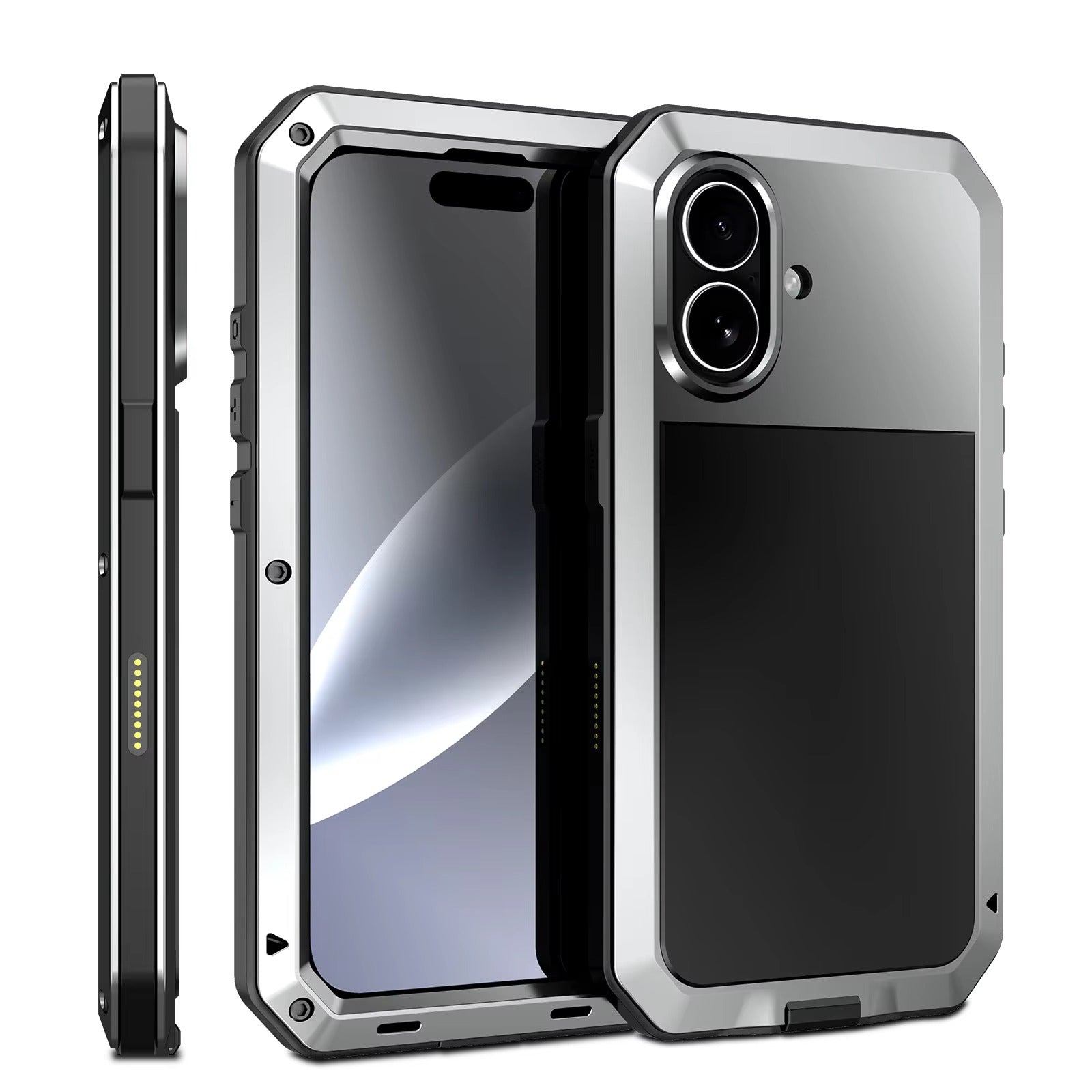 Rugged iPhone Case — Heavy-Duty Aluminum Armor Cover with Dual-Layer Metal + TPU Protection, Water-Resistant Dustproof Design and Shockproof Impact Truss
